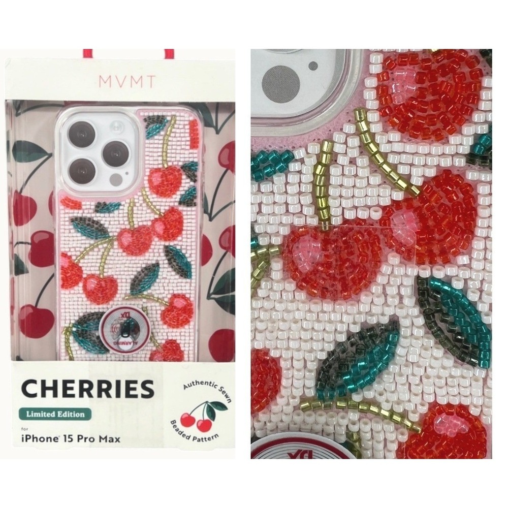 MVMT Cherries iPhone 15 Pro Max Case Red White Beaded Limited Edition NEW